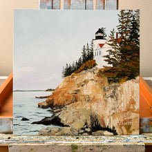 Load image into Gallery viewer, Golden Hour at Bass Harbor Light - 11 x 11&quot; Framed

